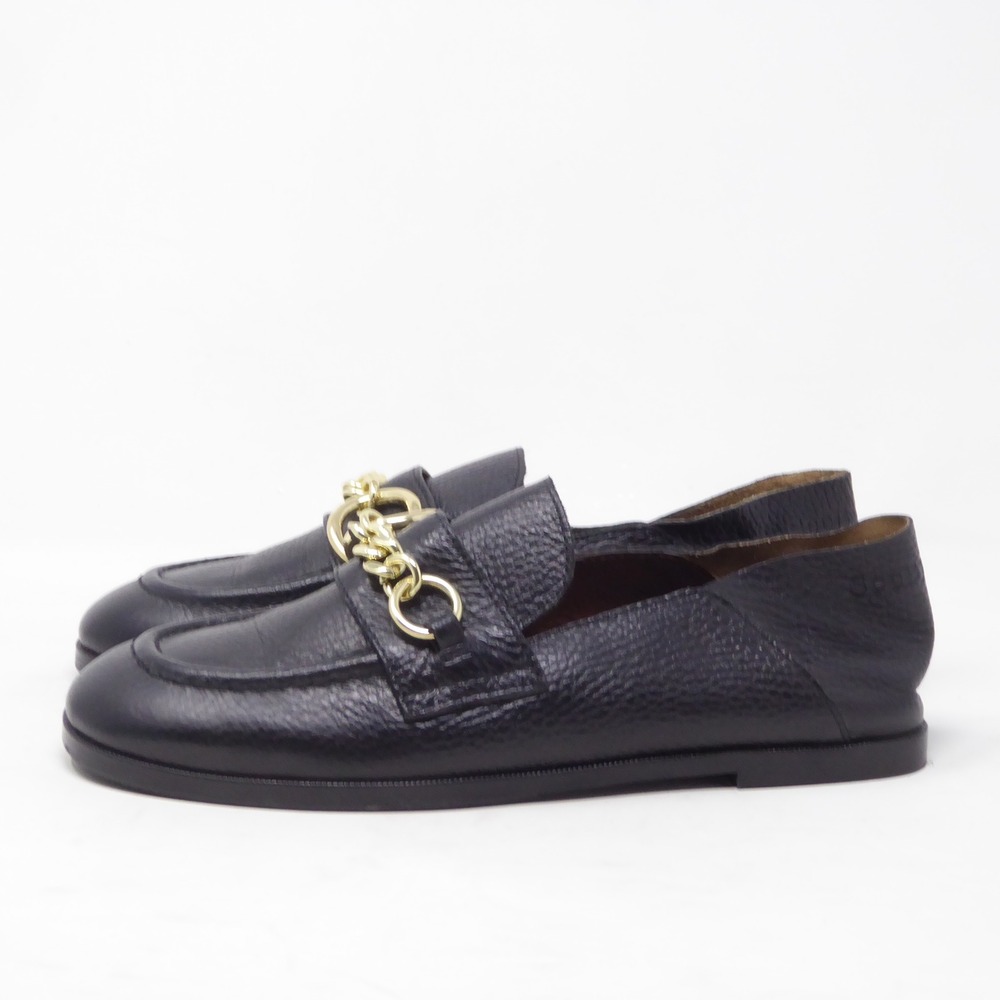See By Chloe Womens Aryel Loafers Black Leather Gold Chain Link Detail 36 / 6 - Picture 5 of 10